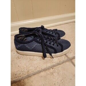 Sam Edelman Women's Blue Woven Knit Lace-Up Sneakers Size 8